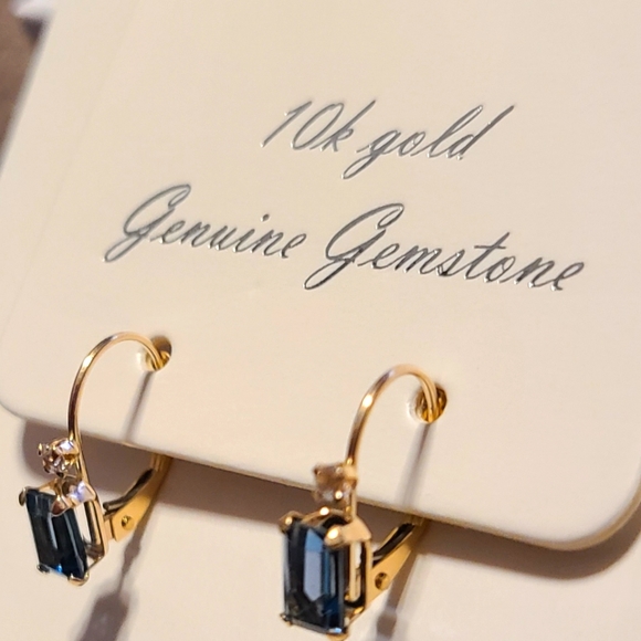 FINE JEWELRY BEAUTIFUL!! GENUINE BLUE TOPAZ 10K GOLD EARRINGS - Picture 2 of 6